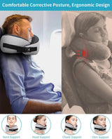 Almohada de cuello de avión, almohada de viaje de espuma viscoelástica, almohada de cuello para adultos, almohada de avión lavable ajustable, almohada de viaje ergonómica (gris) Almohadas ortopédicas cervicales Naty Shop