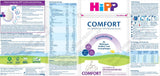 Fórmula especial HiPP Comfort (4 x 600 g), desde el nacimiento, con contenido reducido en lactosa, para el tratamiento dietético de los cólicos, la hinchazón y el estreñimiento.