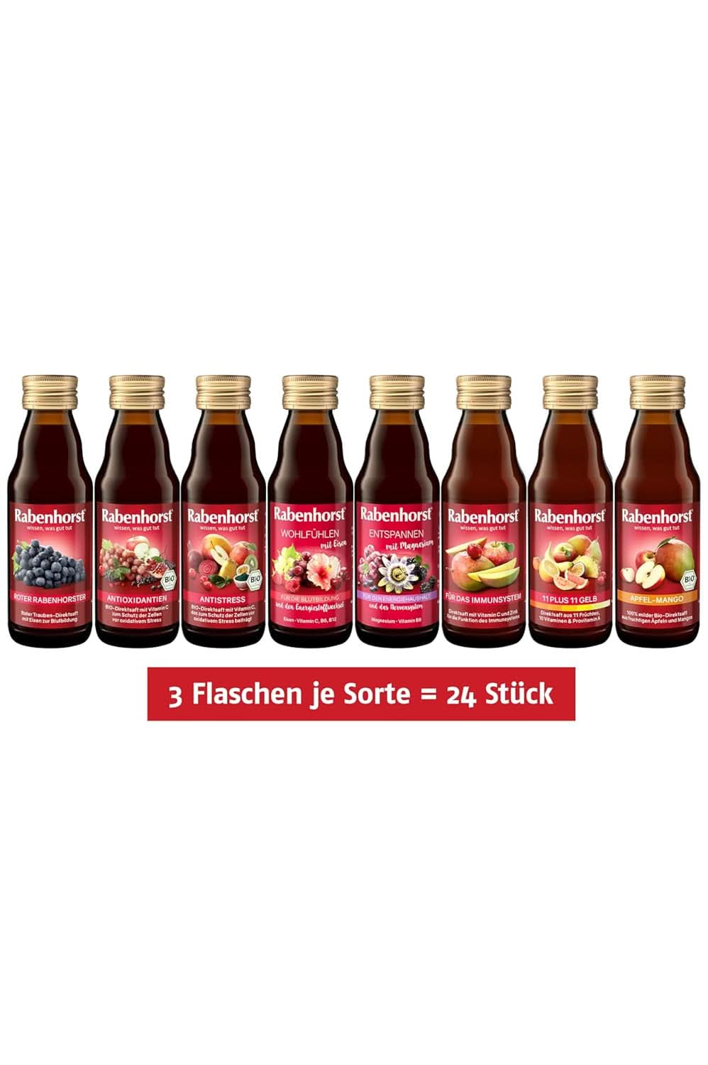 Paquete mini degustación Rabenhorst, 8 variedades o 3 botellas (24 X 125 ml) Bebidas sin alcohol Naty Shop