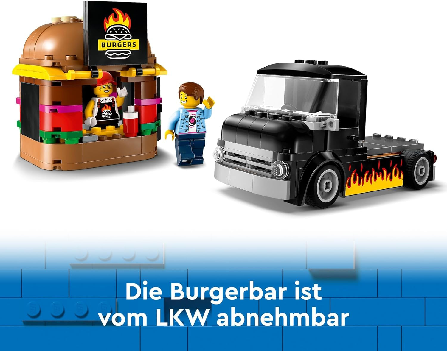 LEGO City Set de Construcción del Camión de Hamburguesas con Coche de Juguete para Niños de 5 Años, Minifigura de Camión de Comida y Accesorios, Regalo Divertido para Niños y Niñas 60404 Juegos de Construcción Besuche den LEGO-Store