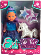Muñeca Simba Evi Princess Fantasy of Love con un vestido de cuento de hadas y un unicornio brillante Muñeca de juego de 12 cm a partir de 3 años