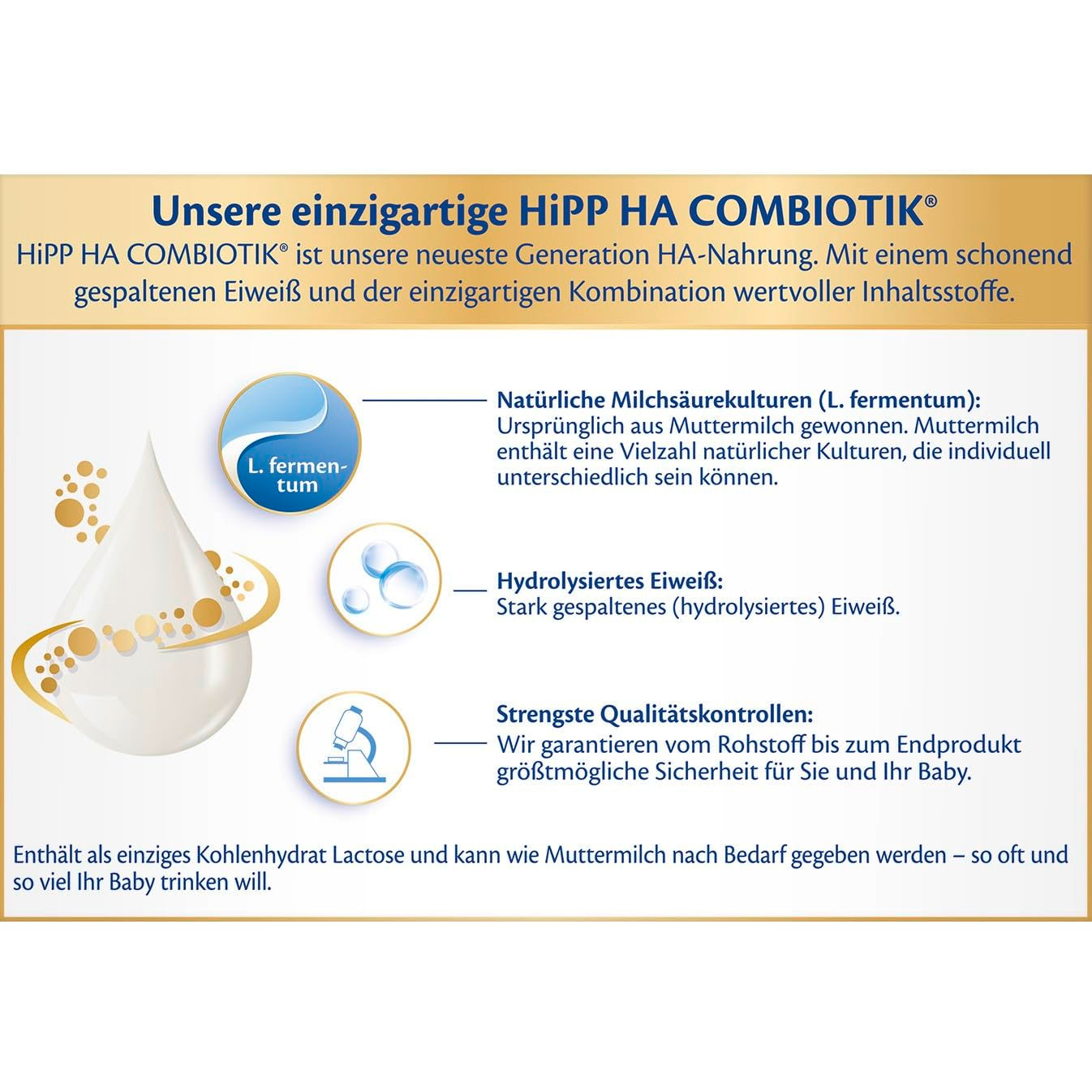 HiPP PRE HA Combiotik (4 x 600g), leche en polvo hidrolizada para lactantes desde el nacimiento, con cultivos naturales de ácido láctico, para sistemas inmunológicos sensibles