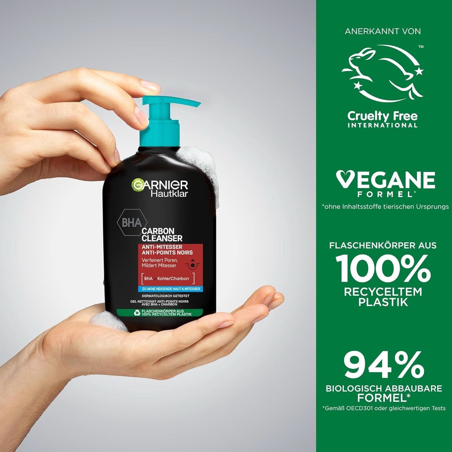 Garnier Charcoal Cleanser Gel Limpiador Facial Contra Puntos Negros y Espinillas 250ml Ducha y Baño Naty Shop