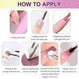 Gel de pintura degradada, 12 colores de esmalte de uñas de gel Ombre con 100 esponjas de uñas y 4 garras de metal para manicura francesa DIY Nail Art, Set I