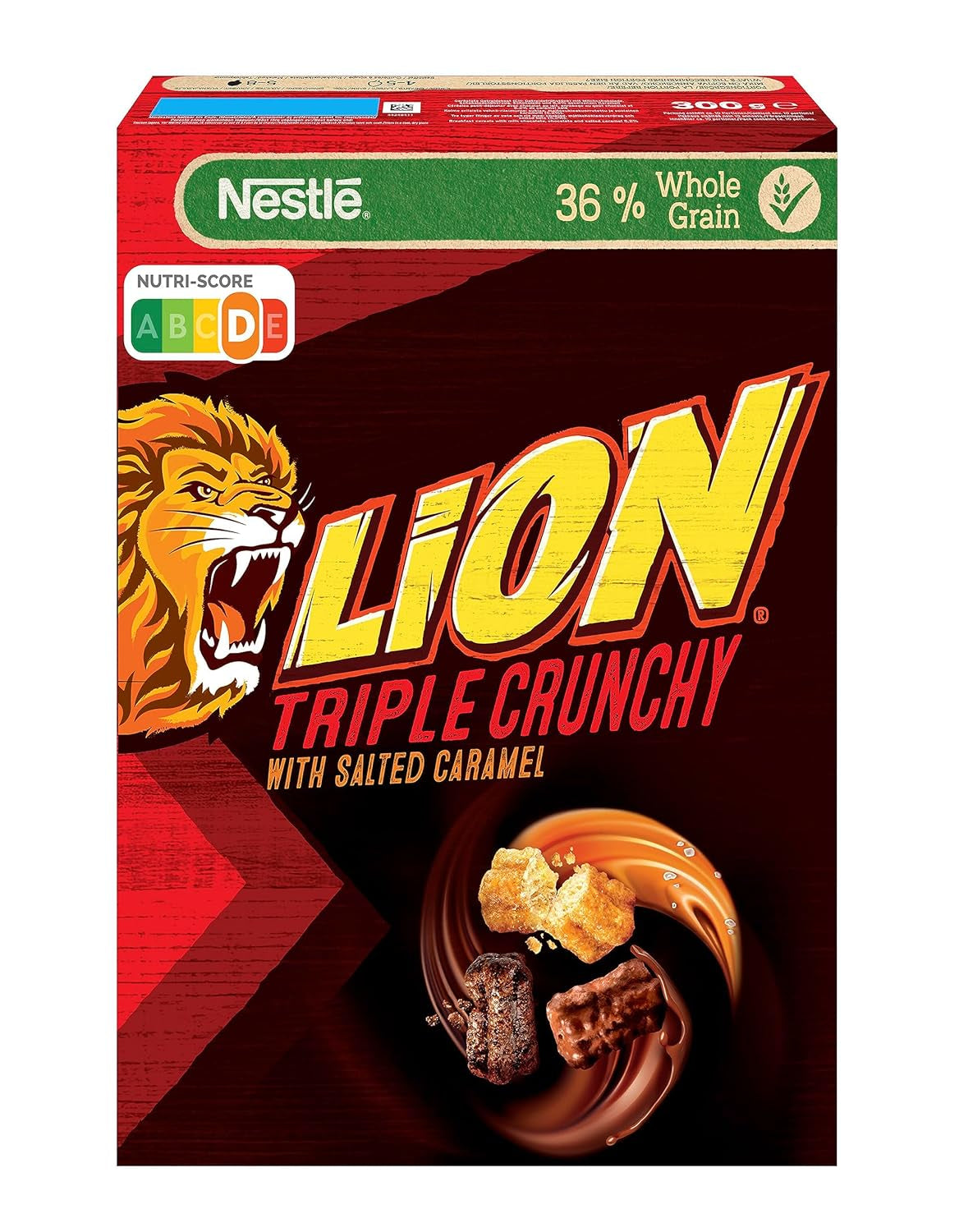 Cereal de desayuno churro triple crujiente con chocolate con leche y caramelo salado, contenido integral 36%, paquete de 8 (8x300g)