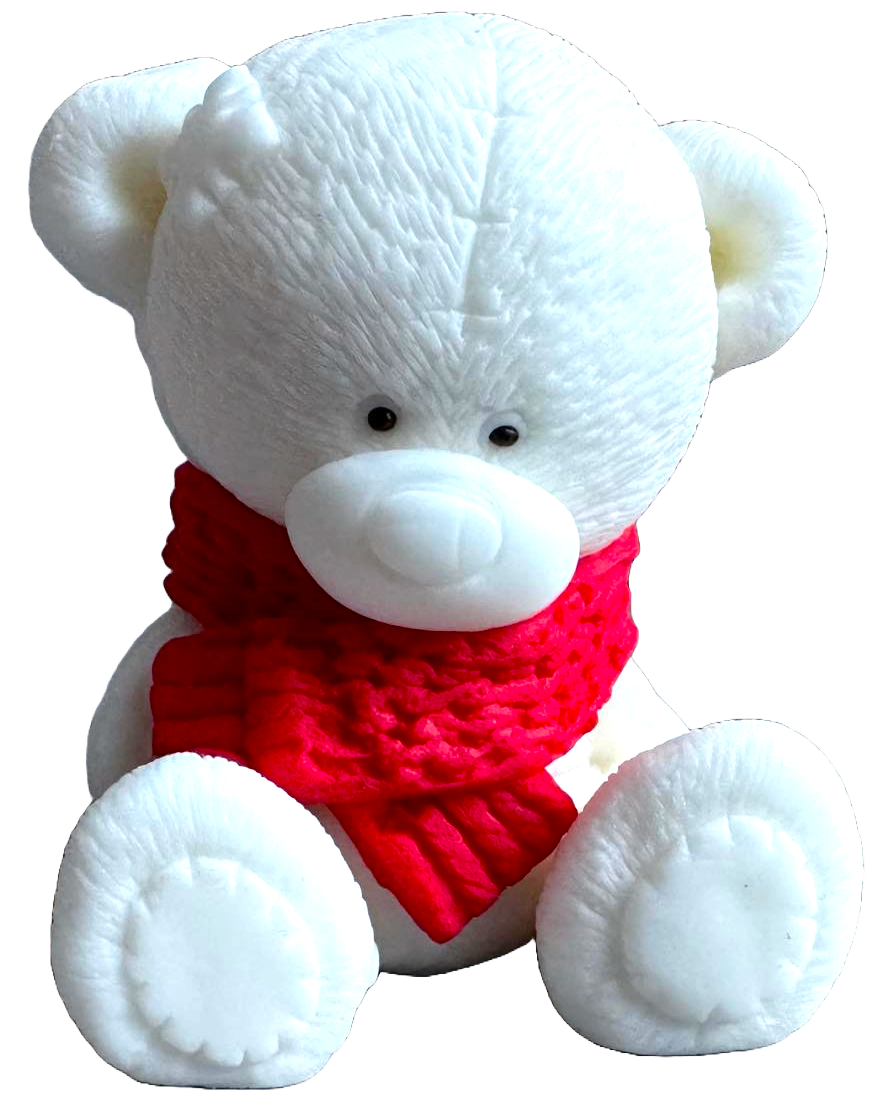 Adornos comestibles de pasta de azúcar, Oso blanco con pañuelo rojo Adornos de pasta de azúcar Naty Shop