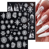4 Blatt 3D Nagelsticker Weihnachten Nagelaufkleber Navidad 5D Stereoskopisch Selbstklebend Schneeflocke Schneemann Nail Art Sticker Dekoration Nageldesign Zubehör