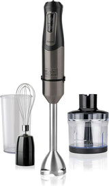 BLACK+DECKER Batidora de pie | BXHBA1500E | 1500 vatios | 20 velocidades | turbo | Edelstahl | Spritzchutz | Incluyendo Pürieraufsatz, Schneebesen, Zerkleinerer Und Messbecher Cocina Naty Shop Single 3 Zubehörteile 1000W