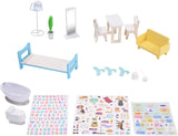 Olivia's Little World Casa de muñecas interactiva de madera de 3 pisos de estilo mediterráneo contemporáneo para niños con 17 accesorios para muebles de muñecas Multicolor TD-13551B
