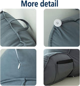 Almohada de lectura con reposabrazos, cojín para respaldo de sofá, cojín para libros para cama, con rollo para el cuello desmontable, cojín de apoyo para silla para relajarse, jugar, leer, mirar televisión, color champán