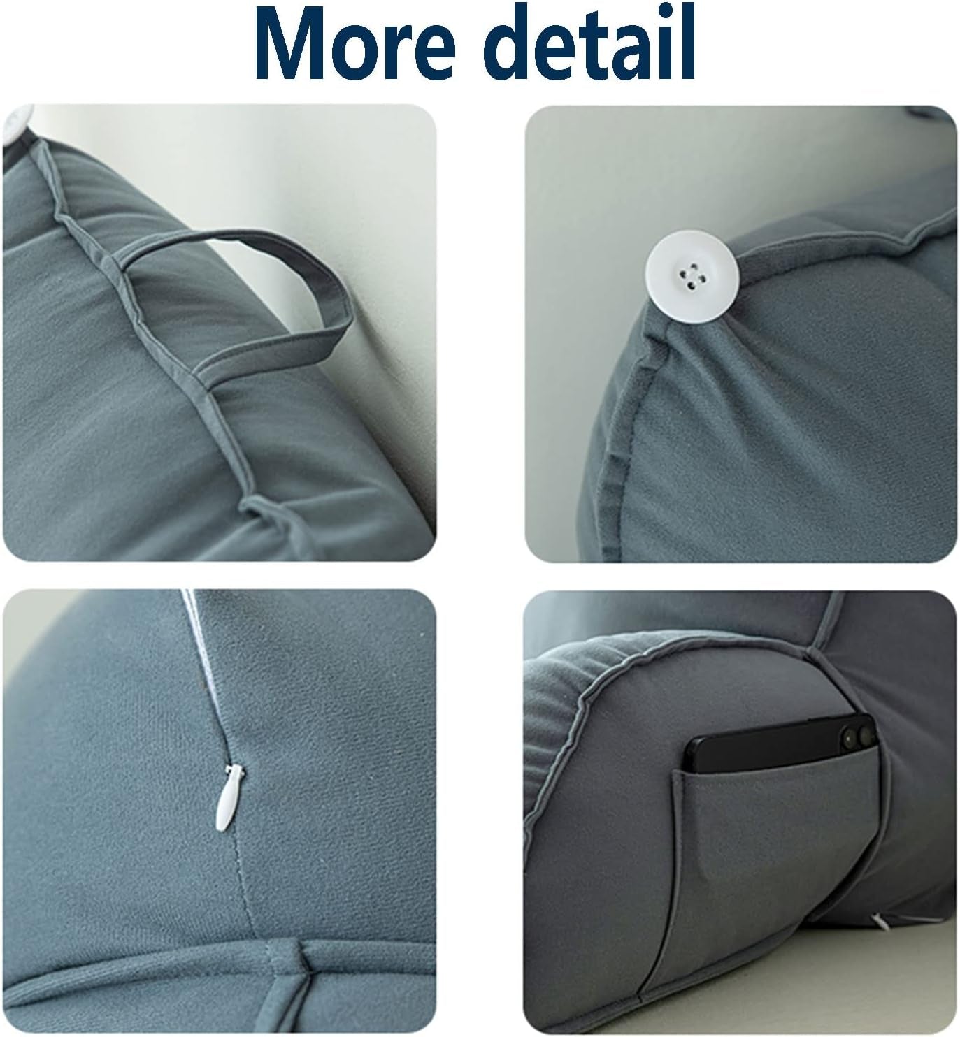 Almohada de lectura con reposabrazos, cojín para respaldo de sofá, cojín para libros para cama, con rollo para el cuello desmontable, cojín de apoyo para silla para relajarse, jugar, leer, mirar televisión, color champán