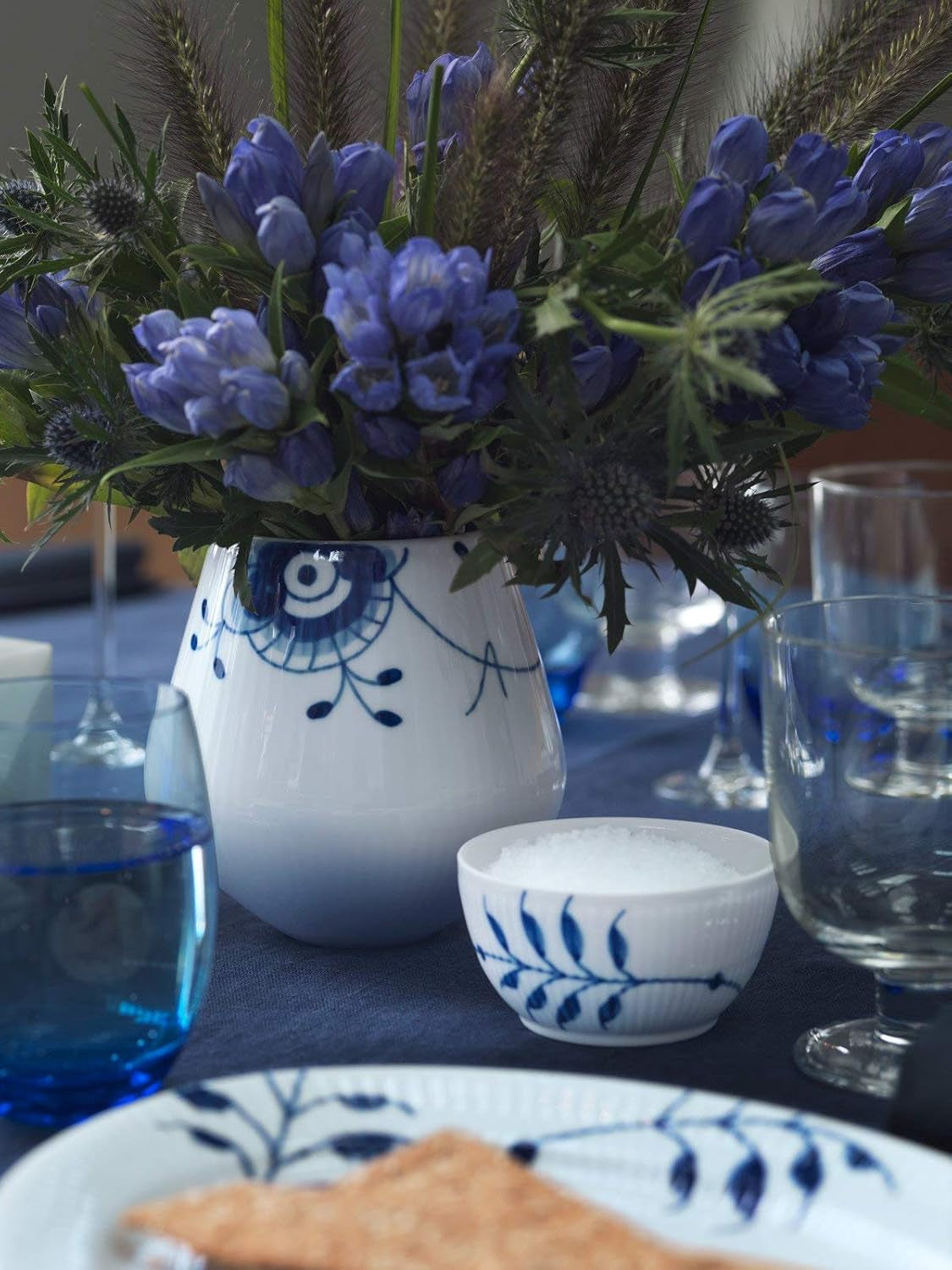 Mega Cenicero Porcelana Azul-Blanco, 10 cl, Pintado a mano, 1017342