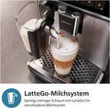 Cafetera espresso automática PHILIPS serie 3300 - 6 bebidas, moderna pantalla táctil a color, sistema de preparación de leche LatteGo, SilentBrew, molinillo 100% cerámico, filtro AquaClean. Cromo negro (EP3347/90)
