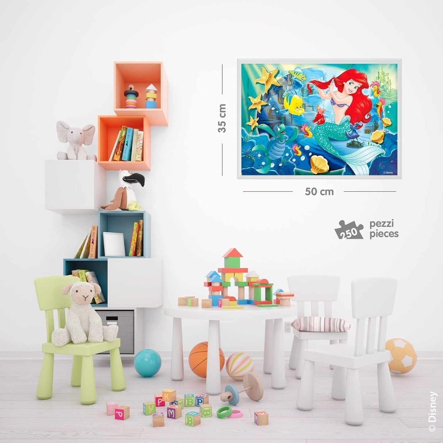 Lisciani - DISNEY Puzzle Ariel - Recrea y colorea las escenas de tus cajas favoritas - A partir de 7 años - ROMPECABEZAS GRANDE de 250 piezas - Fomenta la destreza Puzzle Naty Shop