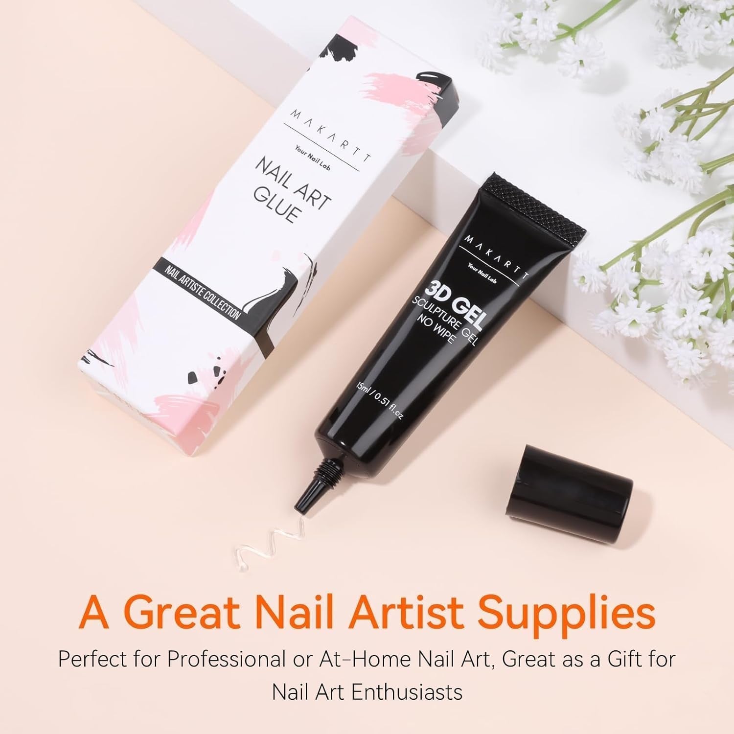 Makartt 3D Nail Art Gel - Gel de pegamento de diamantes de imitación 15G para llaveros de uñas, gel multifuncional para escultura de uñas para diseño de uñas DIY, escultura de uñas modelado de uñas en casa (transparente)