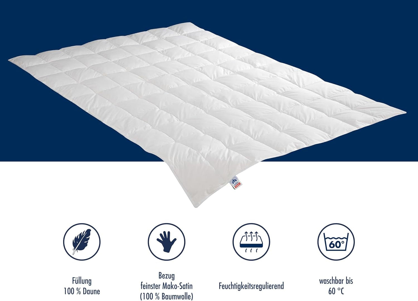 Edredón de plumas Irisette Nora Edredón ligero de verano con funda 100% algodón, relleno 100% plumón clase I, 135 X 200 cm, certificado Oeko-Tex, fabricado según el estándar de calidad alemán Edredones y edredones Naty Shop