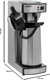 Cafetera espresso Saro, incluida jarra con bomba aislada de acero inoxidable – 2,2 l – Tiempo de preparación aprox. 5–6 min – protección al funcionar sin agua – 2.069 kW – modelo THERMO 24