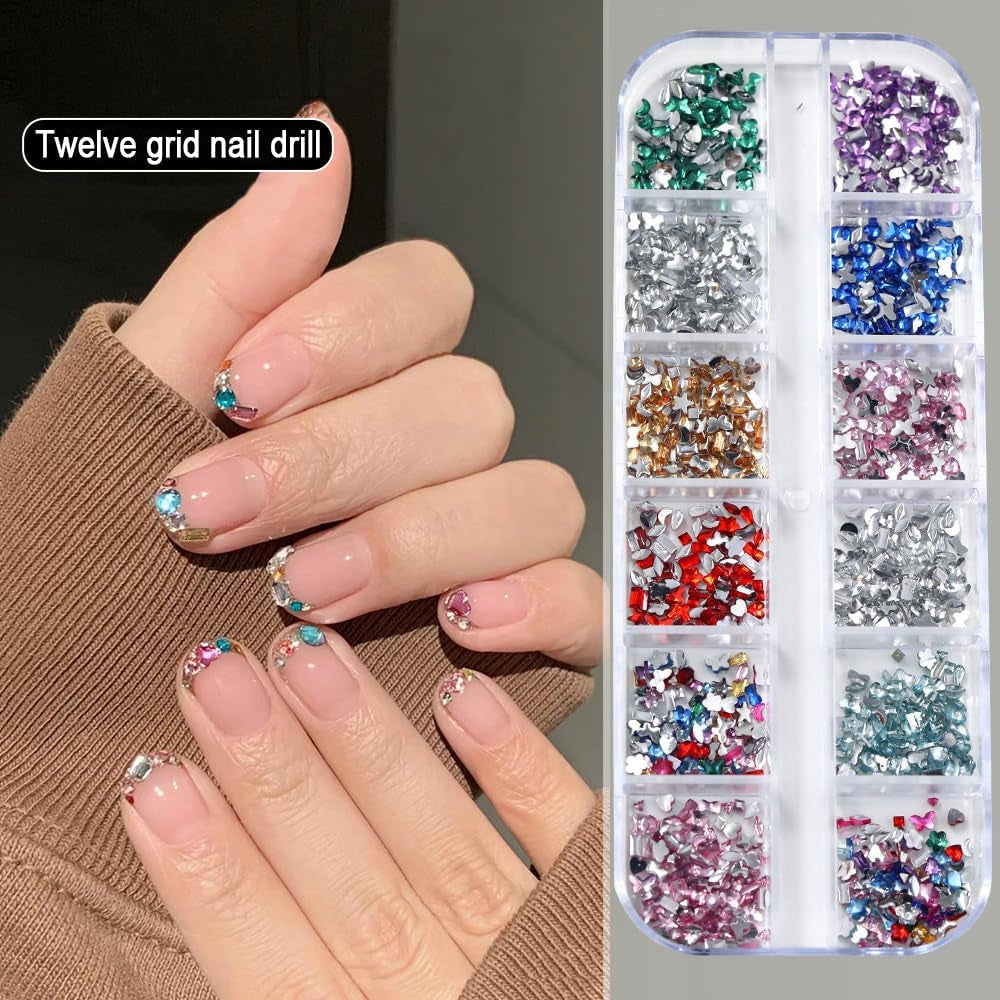 2000 piezas Bunte Strasssteine ​​​​Nägel Glitzersteine ​​​​Accesorios para uñas Nailart Edelsteine ​​​​Nagel Steine ​​​​Glitzer Steine ​​​​Nagel Charms Nägel Zubehör Kristalle Diamant Nageldesign Strass Nail Art Rhinestones Gemas para uñas