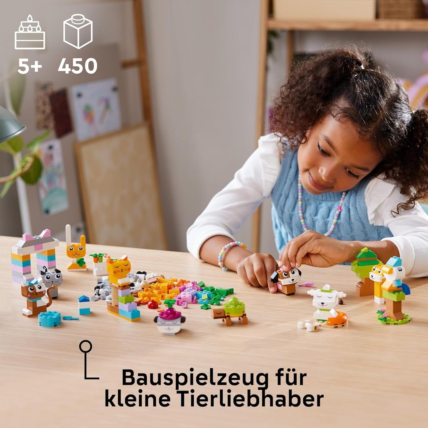 LEGO Classic Creative Animals, caja con ladrillos de colores, construye figuras de animales con ladrillos como perro, gato, conejo, hámster y pájaro, juguete de construcción para niños y niñas a partir de 5 años 11034 Juegos de construcción Besuche den LEGO-Store