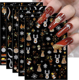 JMEOWIO Nagelsticker Weihnachten Gold Glitter Silver 8 Blatt Nail Art Sticker Selbstklebend Nagelaufkleber Schneeflocke Winterurlaub Dekoration Nageldesign Zubehör