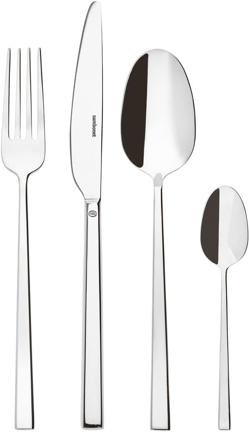Sambonet 52562-N2 Rock acero inoxidable - Juego de cubiertos monobloc acero inoxidable 18/10 Cocina Naty Shop Set 6 personas - 24 piezas