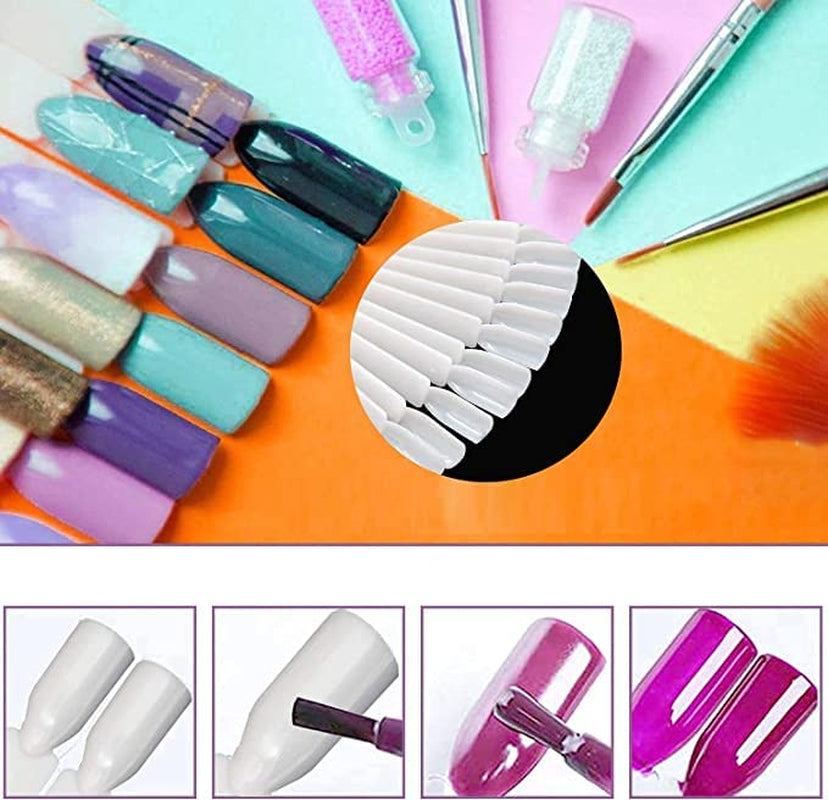 Expositor de uñas, 40 barras de esmalte de uñas artificiales, cápsulas, práctico abanico, decoración de uñas
