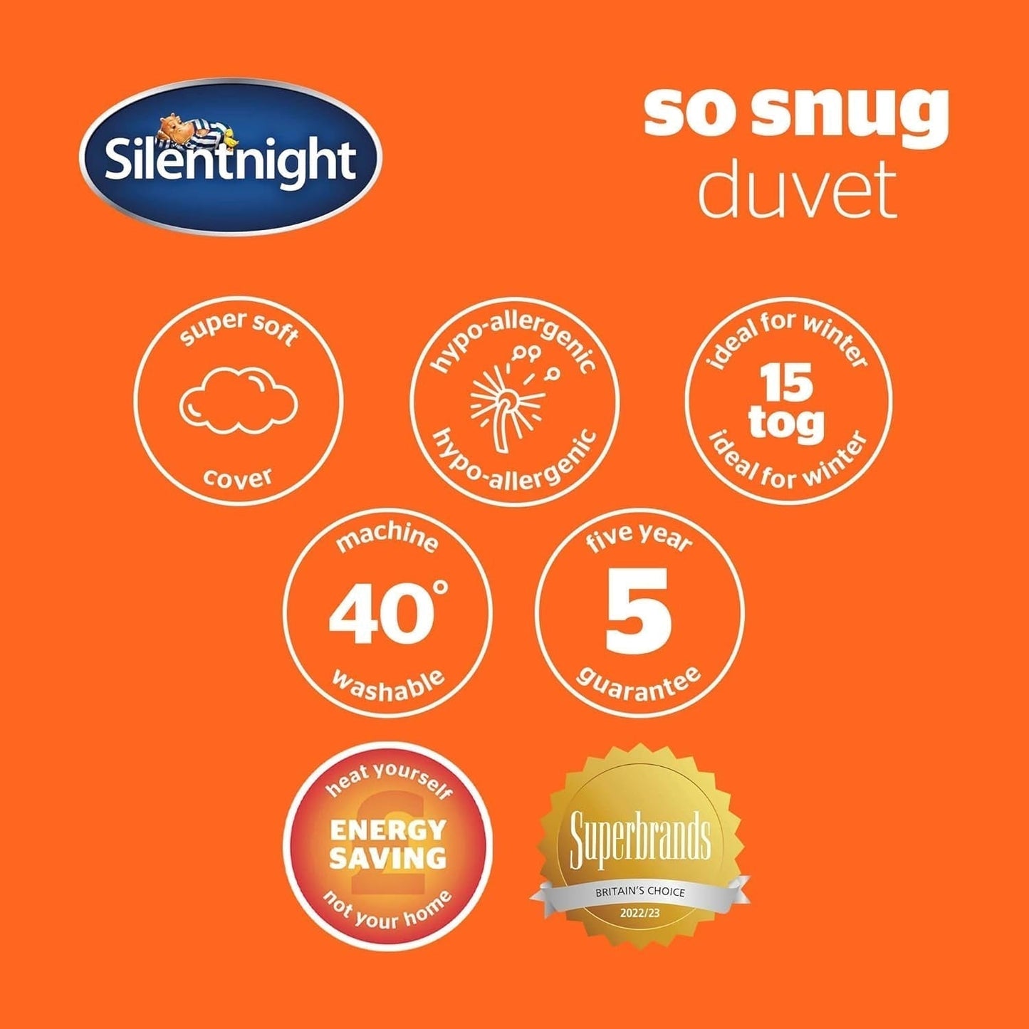 Silentnight so Snug 534222GE Edredón para Cama King Size, 15 Tog, Cálido, Acogedor, Grueso, Hipoalergénico y Lavable a Máquina, Blanco, Edredones y Edredones para Cama King Size Naty Shop