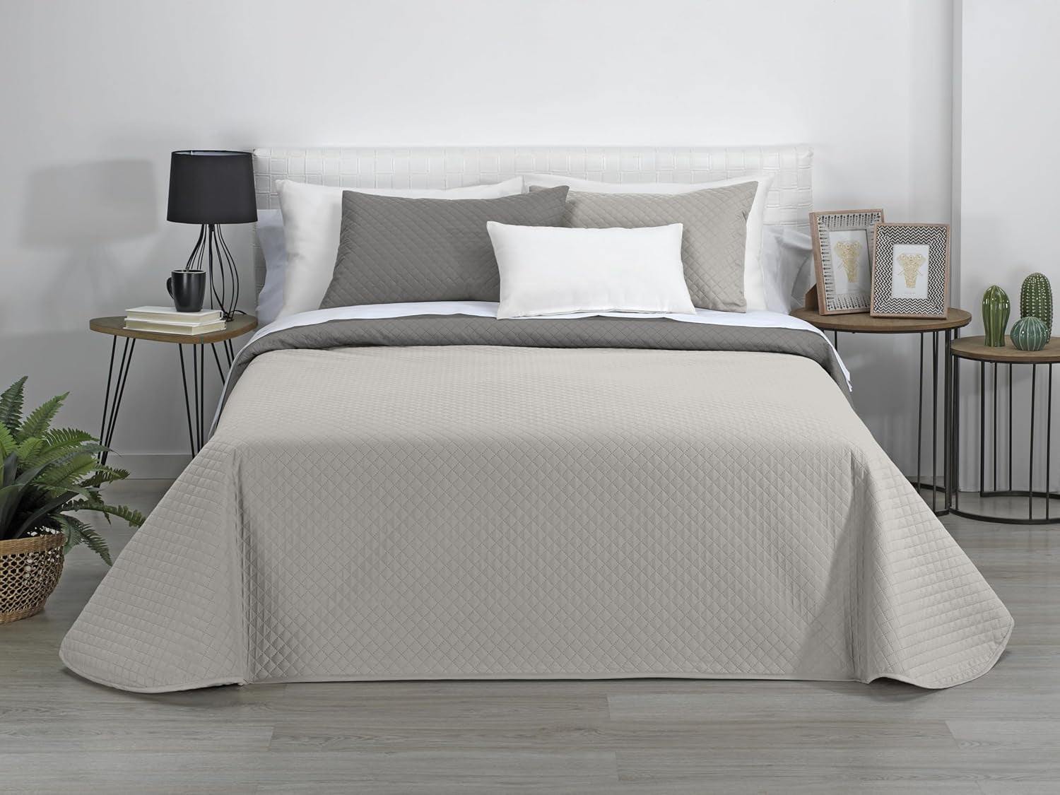 Estoralis | AVA | Colcha boutique reversible | Para todas las estaciones | Color - Beige/Gris pardo | Para cama de 80/90 cm. cama. (180 X 270 Cm. Ancho X Alto) | Edredón acolchado Edredones y colchas Naty Tienda