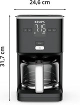 Cafetera Krups Smart'n Light con temporizador, para 1,25 litros de café filtrado, función mantener caliente, apagado automático, negra, KM600810