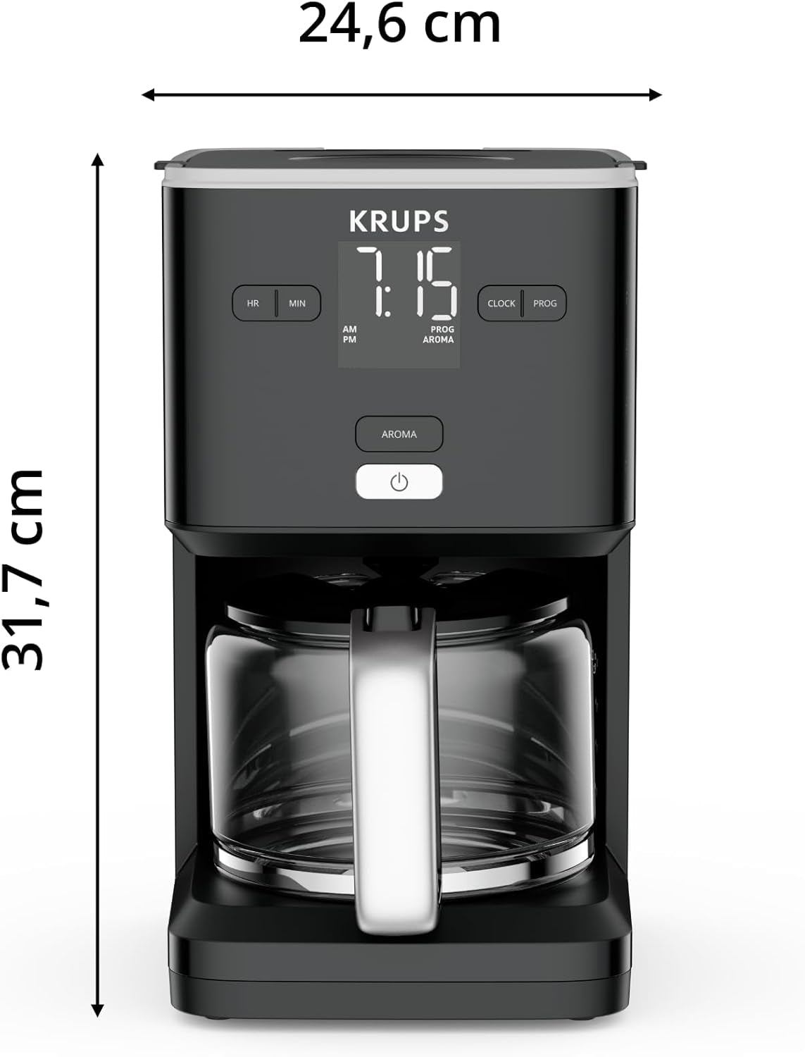 Cafetera Krups Smart'n Light con temporizador, para 1,25 litros de café filtrado, función mantener caliente, apagado automático, negra, KM600810