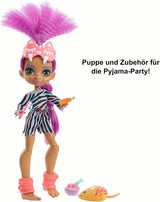 Cave Club GTH02 - Muñeca divertida Roaralai Pyjama Party, muñeca articulada con pelo morado y accesorios, regalo para niños de 4 años en adelante, multicolor