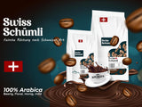 Con más de 175 años de experiencia: Schwiizer Schüümli Café suizo Schümli en grano 1 kg – Tostado ligero para un fino café Schümli, crema perfecta, intensidad 2/5, acidez 1/5 – para disfrutar de un verdadero café