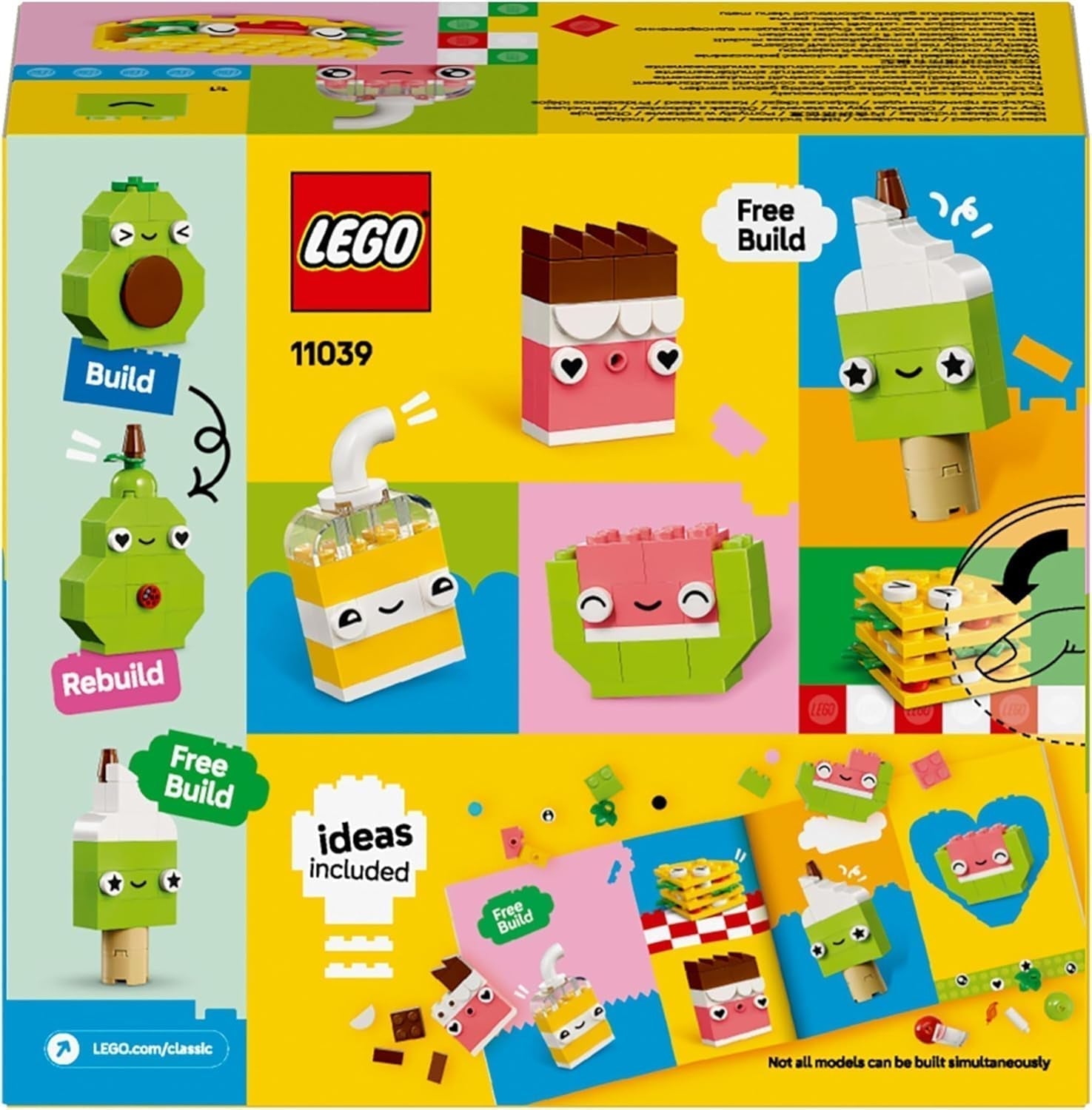 LEGO Classic Diversión Creativa para Construir Bocadillos, Juguete de Comida para Juegos de Roles Imaginativos, Set de Construcción para Niños y Niñas de 4 Años, Cupcake, Aguacate, Paleta y Taco 11039 Juegos de Construcción Besuche den LEGO-Store