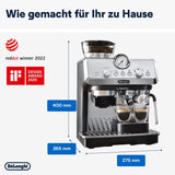 De'Longhi La Specialista Arte EC9155.MB Cafetera espresso con portafiltro y molinillo, 8 niveles de molido, 15 bares de presión, 3 niveles de temperatura, espumador de leche, 1550 W, depósito de 1,7 L, acero inoxidable/negro, incluye kit de barista