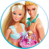 Simba 105733524 - Steffi Love Mermaid Family, Muñeca Sirena Embarazada con Kevin como Sirena, con Cuna, Muñecas Disfraces 29cm, Muñecas de Juego, para Muñecas Mayores de 3 Años Naty Shop