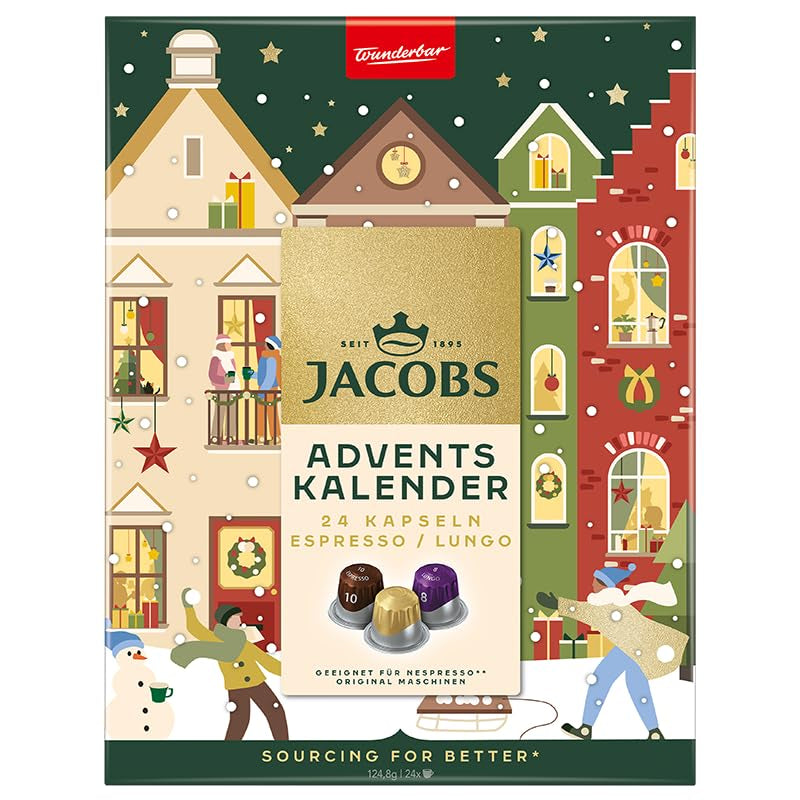 Jacobs Kapsel Adventskalender, 24 Espresso/Lungo Kapseln, Nespresso* compatible Kaffee Kapseln, 24 Kapseln