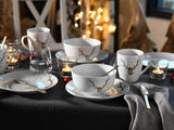 CreaTable, 21498, Serie Luna Hirsch, Vajilla de 18 piezas para 6 personas, Juego de desayuno de porcelana, Apto para lavavajillas y microondas, Fabricación de calidad