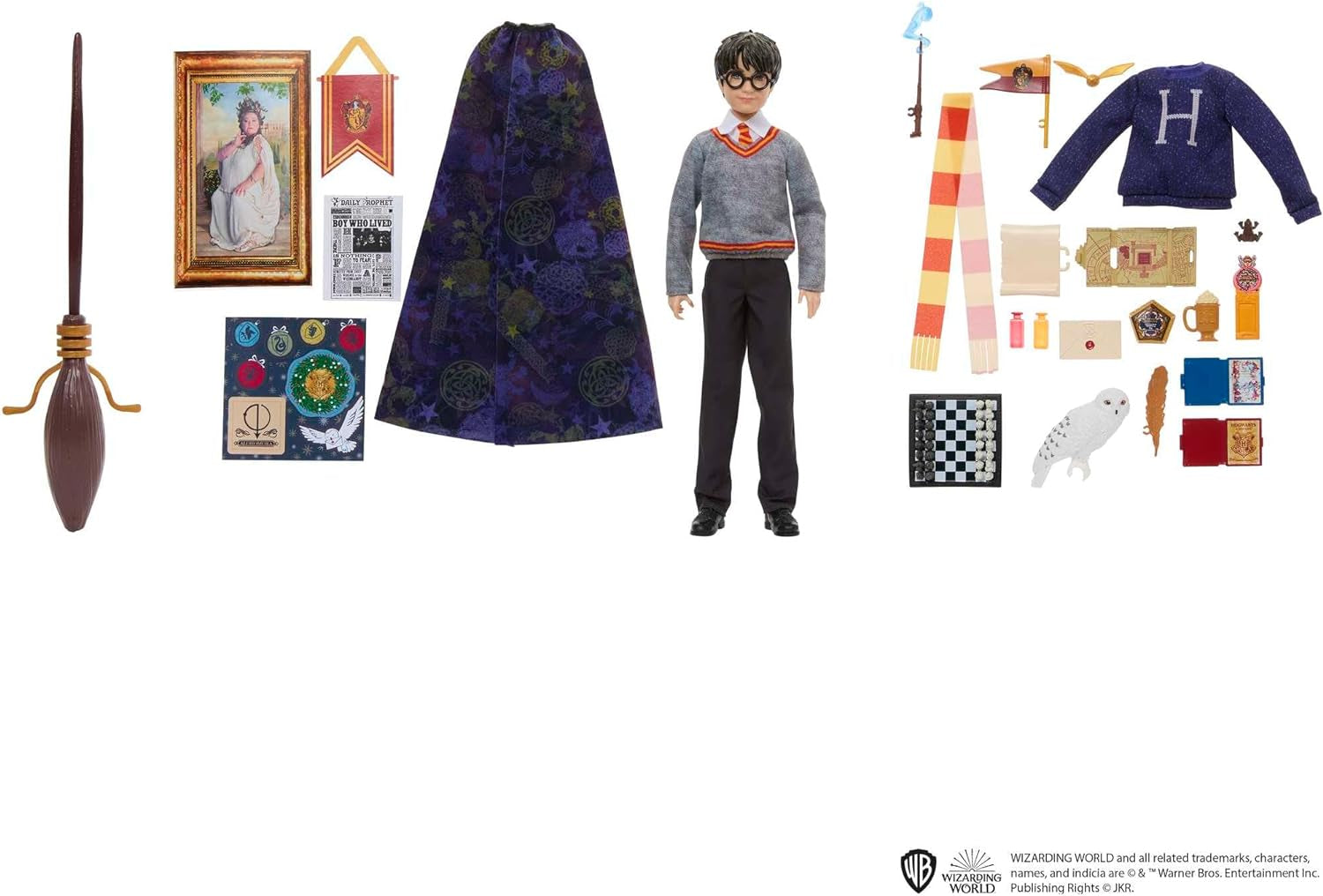HARRY POTTER Calendario de Adviento de Gryffindor - 24 Historias, Sorpresas Mágicas, Sala Común de Hogwarts, Rostro Realista, Para Fanáticos Mayores de 6 Años, HND80 Naty Shop Dolls