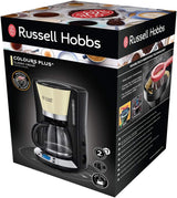 Cafetera Russell Hobbs [Temporizador digital, cabezal de ducha para una extracción y aroma óptimos] Colors+ Creme (1 a 10 tazas, jarra de vidrio de 1,25 L, placa calefactora, 1100 W) Cafetera de filtro 24033-56