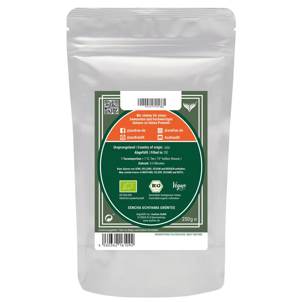 Té Verde Azafran - Té Verde Sencha Orgánico Corte Suelto - Original Uchiyama de Japón 250 g