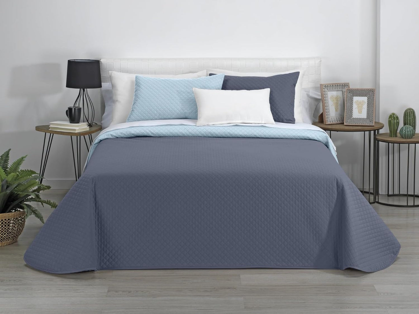 AVA | Edredón reversible boutique | Para todas las estaciones | Color: azul cielo/piedra | Para cama de 120/135 cm. cama. (230 X 270 Cm. Ancho X Alto) | Edredón acolchado Edredones y colchas Naty Tienda Título predeterminado