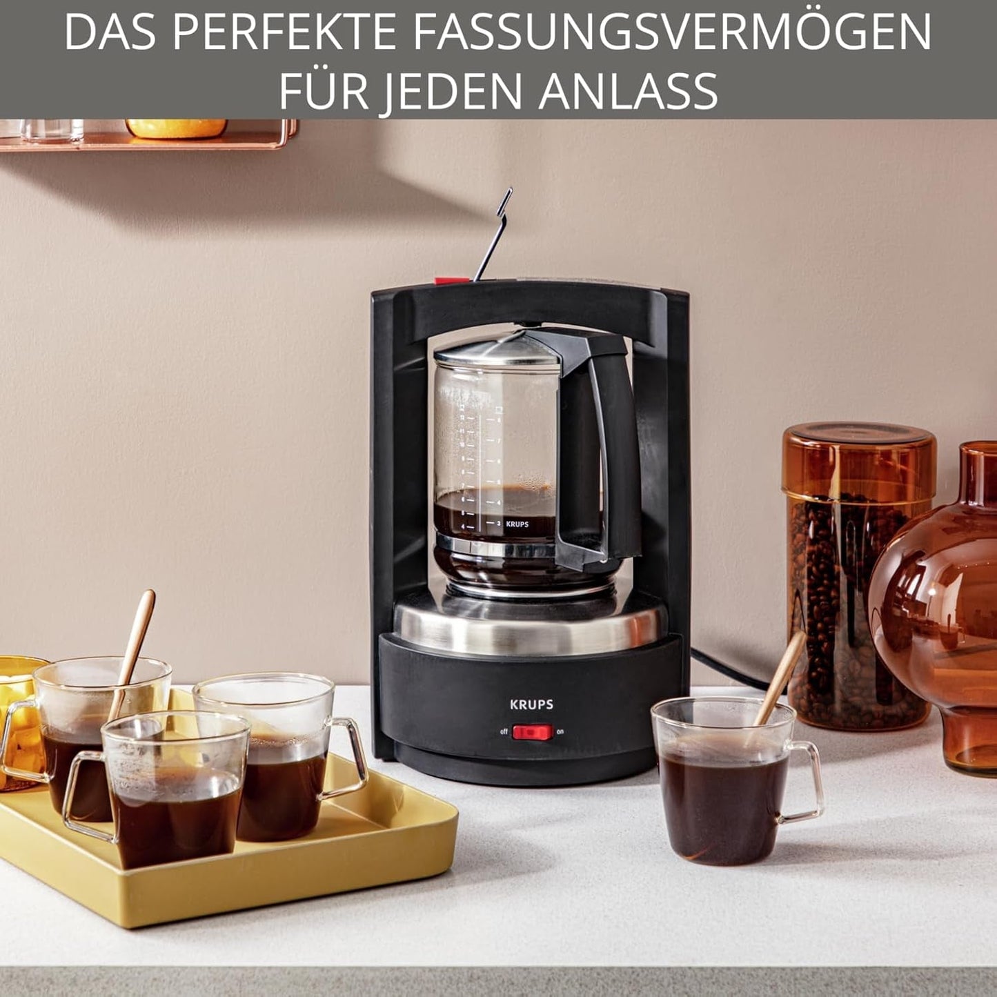 Krups Cafetera espresso con filtro T8, 850 W, apagado automático, 8-12 tazas, 1 L de capacidad, filtro permanente, interruptor de encendido/apagado iluminado, fácil de usar, negra, KM4689
