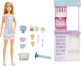 Barbie Serie You Can Be Anything, Heladería, 1 muñeca Barbie de pelo rubio, Máquina de helados, Barbie Play-Doh, Accesorios para hornear, Regalo para niños, Juguete a partir de 3 años, HCN46