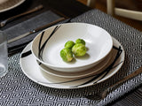 Servicio de mesa gráfica, 18 piezas para 6 personas, porcelana, blanco