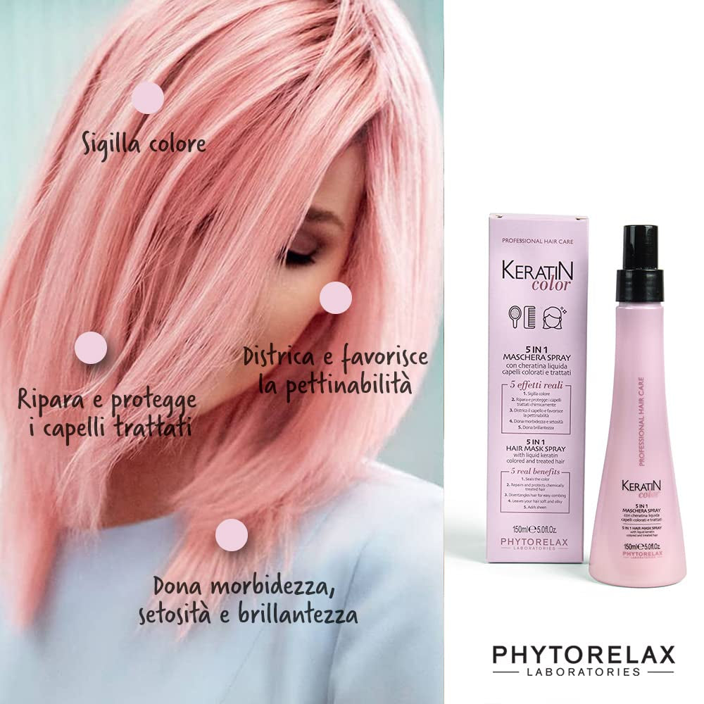 Phytorelax Mascarilla capilar 5 en 1 spray - 1 ml - Sin siliconas, sin parabenos - Hidratación - Cabello seco, cabello rizado Naty Shop mascarilla capilar