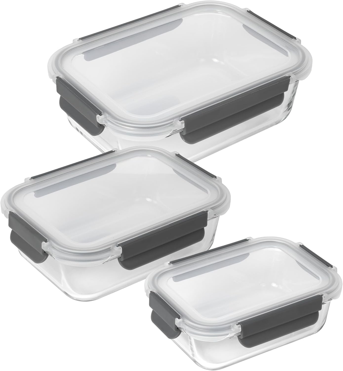 KUHN RIKON 24031 Tarro de cristal, vidrio, transparente Cajas para conservar alimentos Naty Shop Set 0,64 L/1,05 L/1,52 L