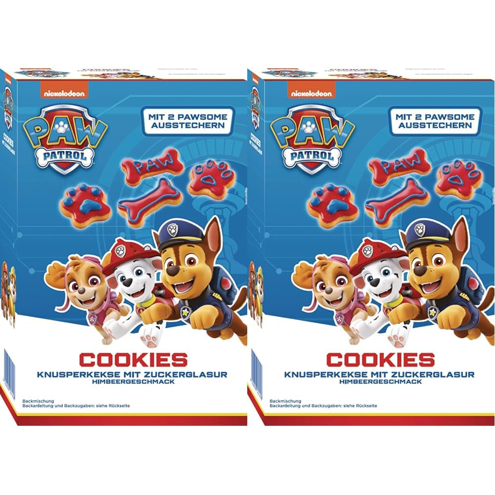 RUF X PAW Patrol Muffin Backmischung Mit Erdbeer-Geschmack, Para 12 Muffins De La Patrulla Canina, Inkl.16 Oblaten-Auflegern Und Pawsome Muffin-Förmchen, 1 X 394G Naty Shop 475 G (Paquete De 2) Galletas