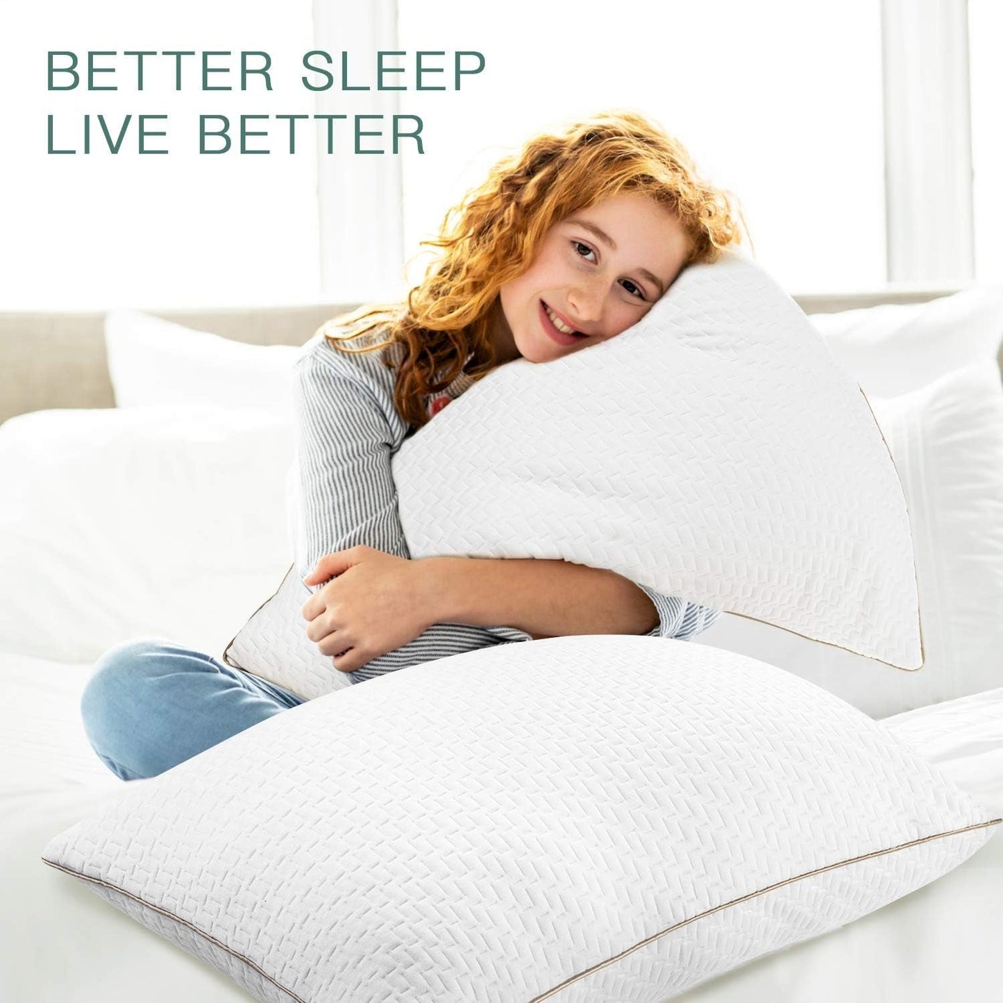 Bedstory Almohada, Almohada para Dormir, 2 Piezas, Hipoalergénica, Almohada Antipolvo, Plumón, Calidad Alternativa, Almohada para Dormir boca arriba, boca abajo y de lado, Tamaño Estándar, Lavable, 42 X 70 Cm Naty Shop Standard Pillows