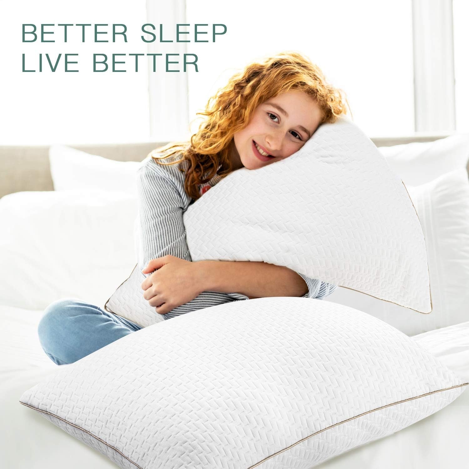 Bedstory Almohada, Almohada para Dormir, 2 Piezas, Hipoalergénica, Almohada Antipolvo, Plumón, Calidad Alternativa, Almohada para Dormir boca arriba, boca abajo y de lado, Tamaño Estándar, Lavable, 42 X 70 Cm Naty Shop Standard Pillows