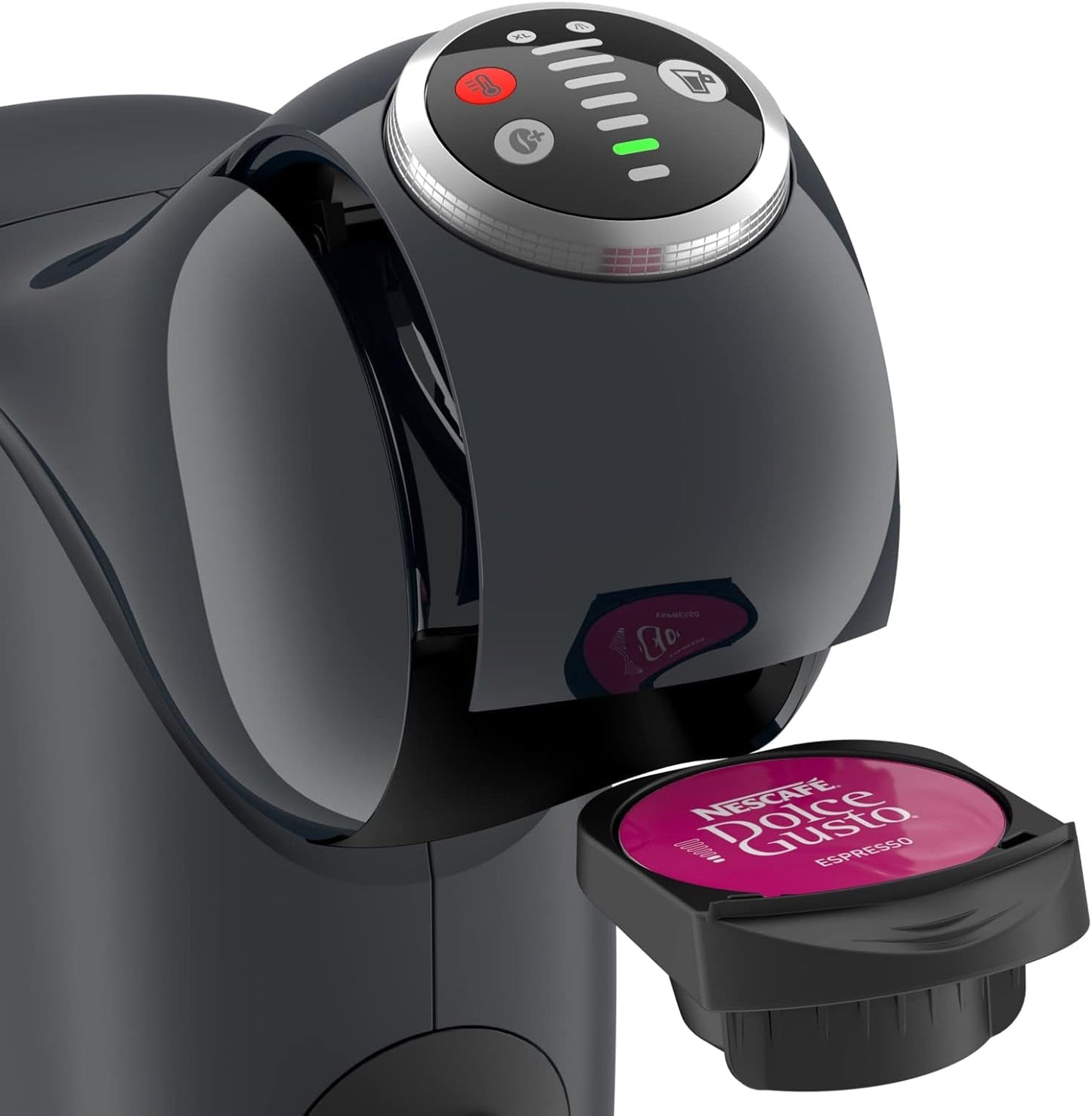 NESCAFÉ Dolce Gusto Genio S Plus de Krups, cafetera de cápsulas compacta, capacidad 0,8 litros, 1500 vatios, aviso automático de descalcificación, gris espacial, KP340B